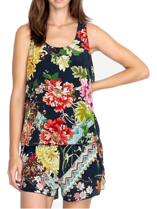 Johnny Was Other - Johnny Was Roselynn 2 Pc Silk Set Size S Navy Floral